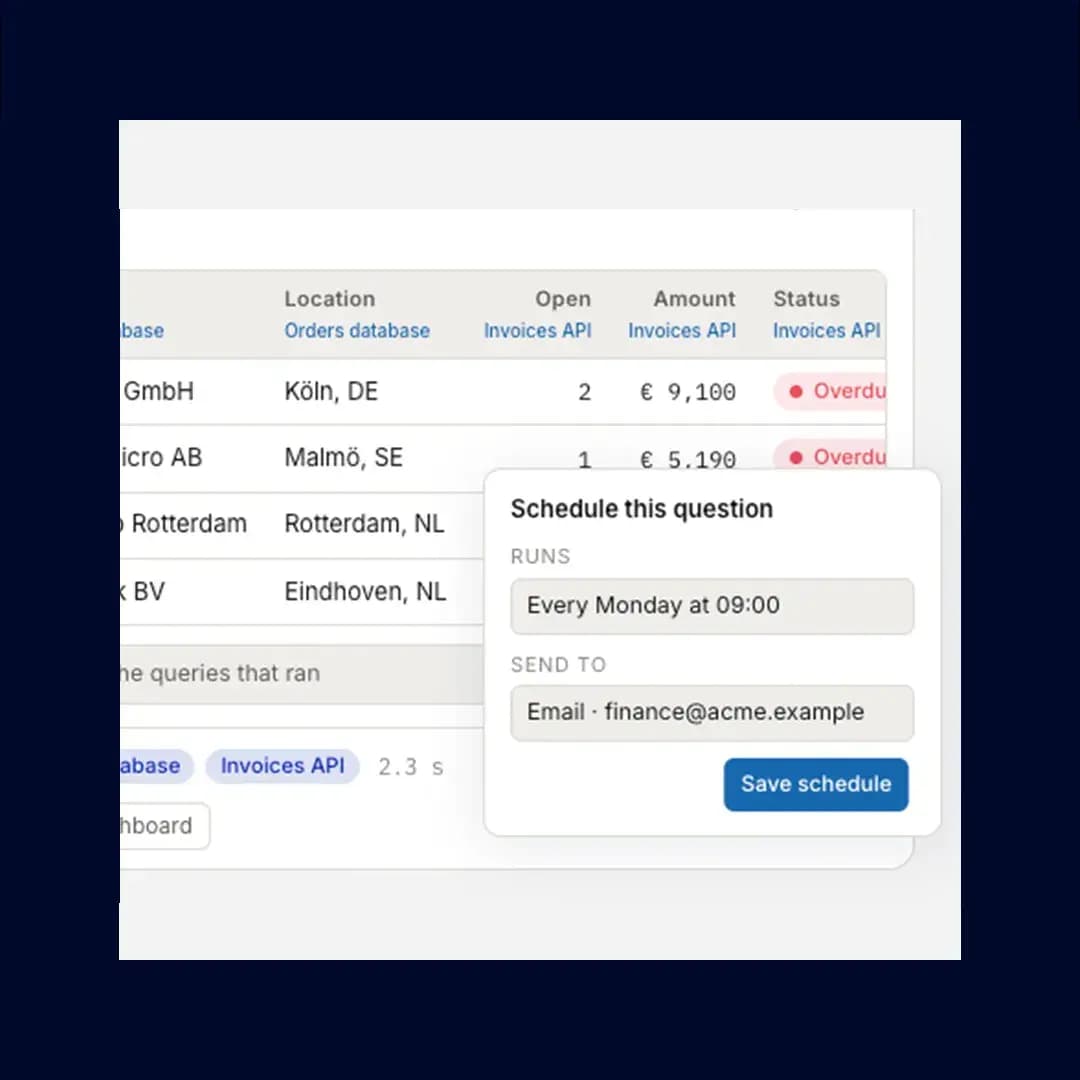 Een terugkerende vraag inplannen in inquerio.ai die elke maandag per e-mail binnenkomt