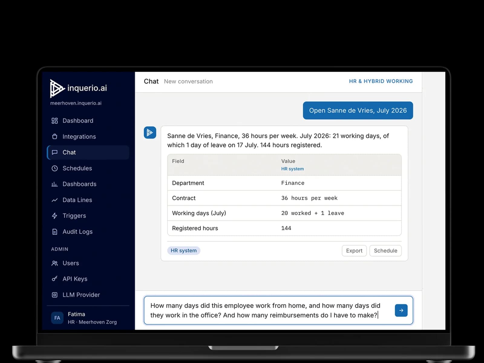 Mockup of a screen showing inquerio.ai