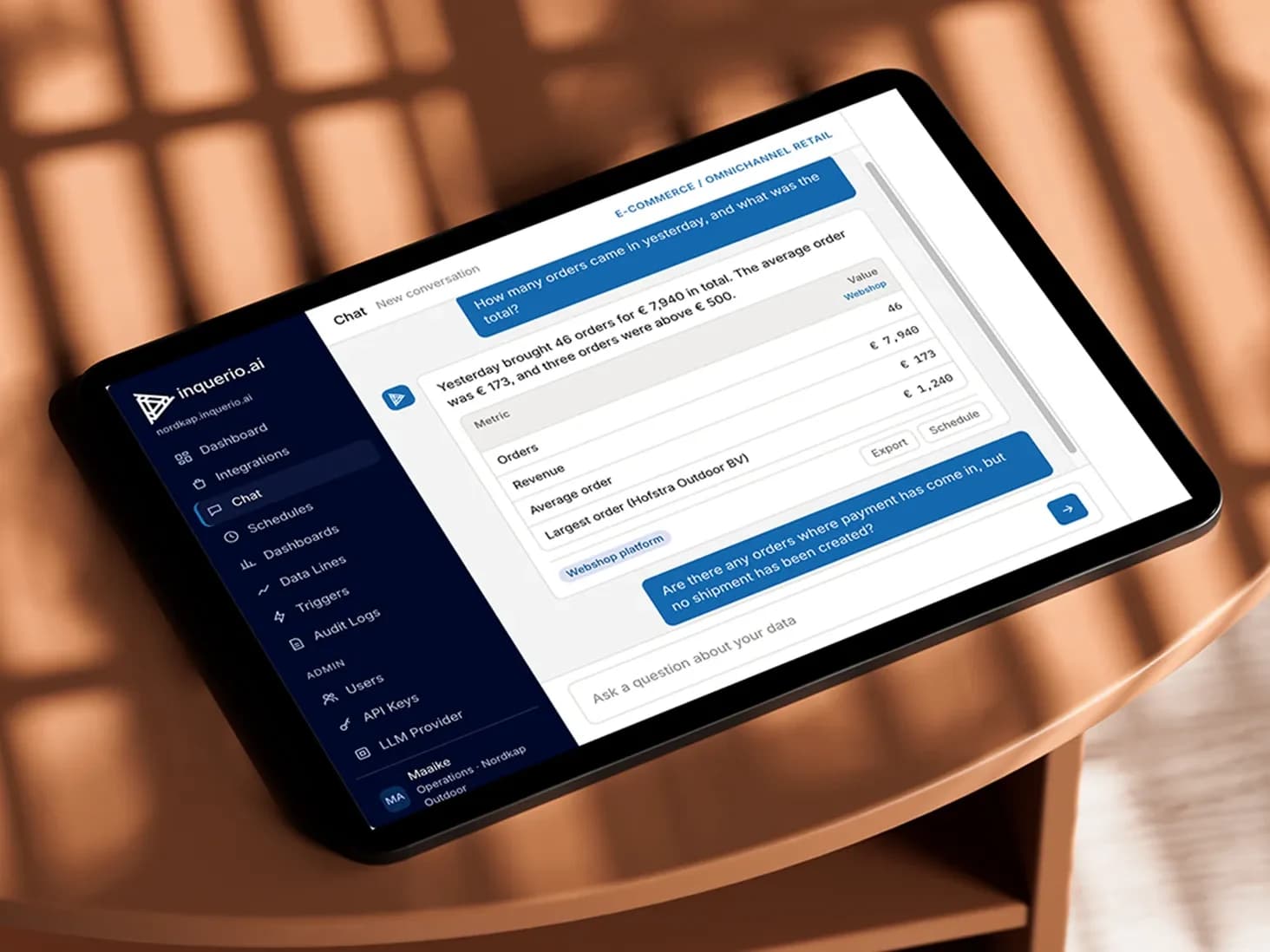 Mockup of a screen showing inquerio.ai